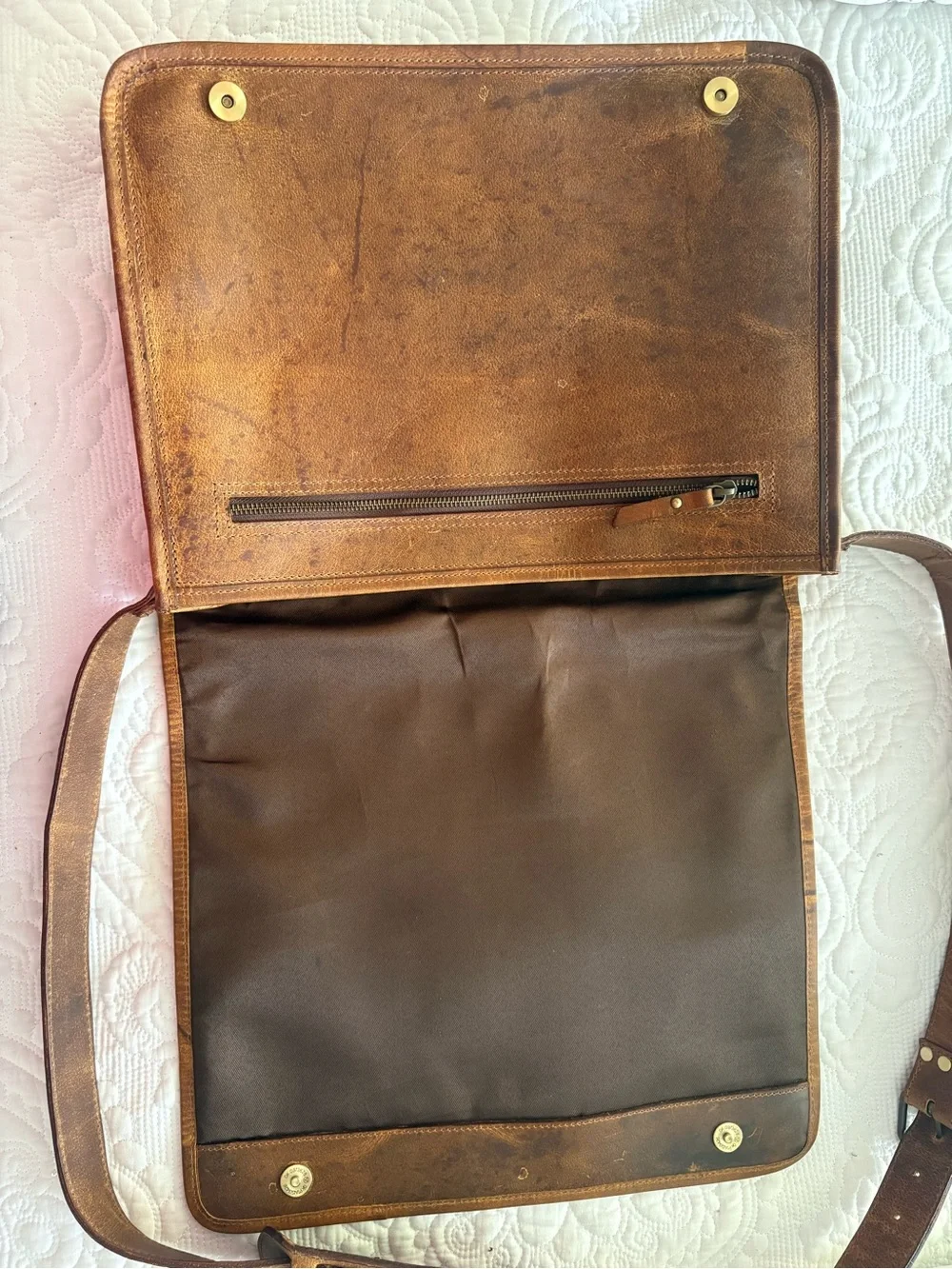 Rustic Town Vintage Distressed Leather Messenger Bag Laptop Briefcase  Brown